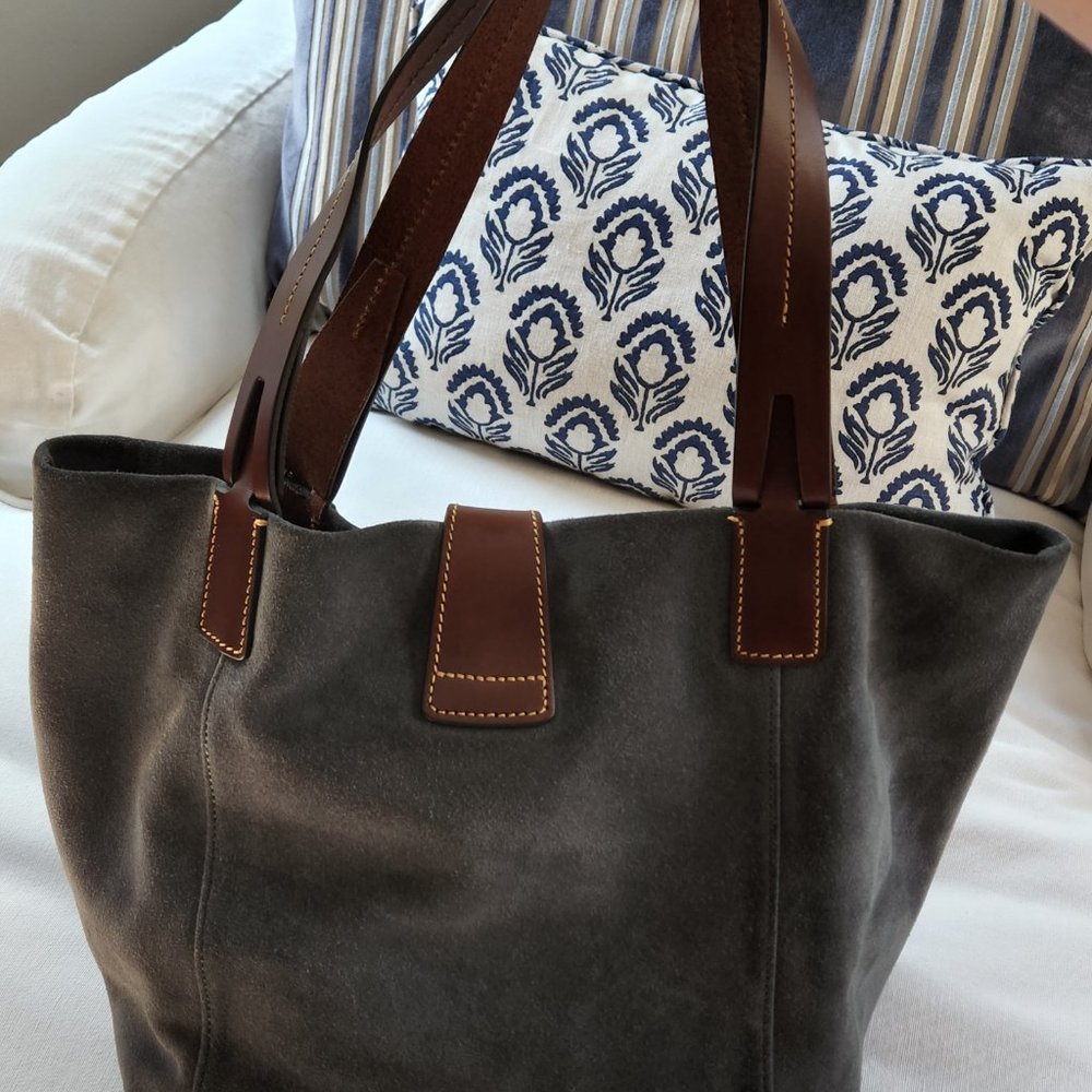 Dooney & Bourke East West Suede Shopper - Smoke Grey Rare HTF - Picture 4 of 6